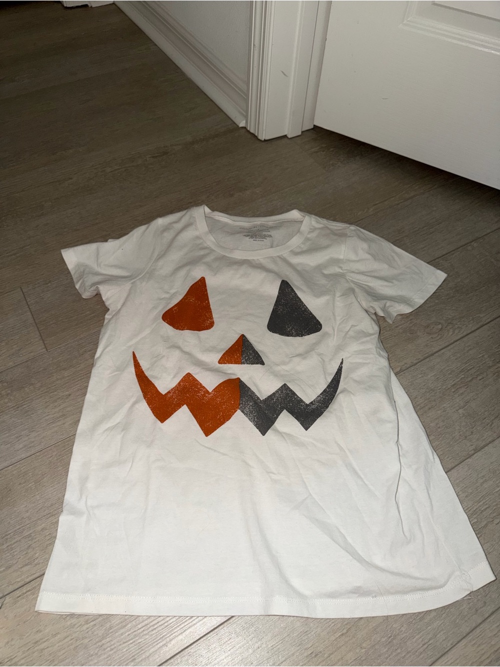 Grayson Threads White Halloween Jack-O'-Lantern Tee with Orange and Black Face